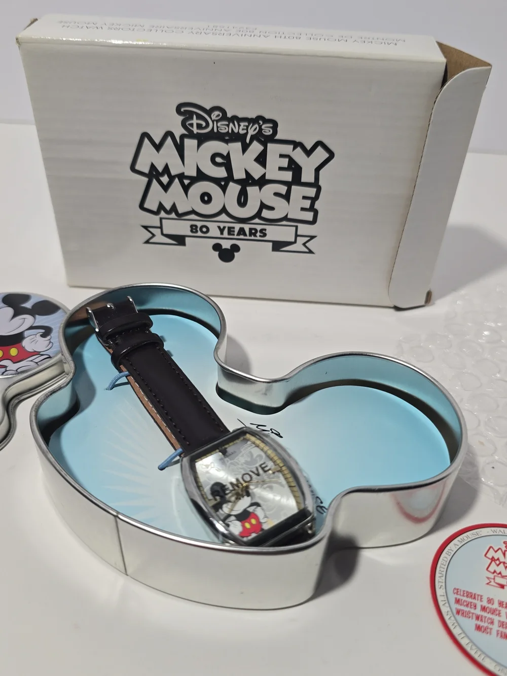 Disney Mickey Mouse 80th Anniversary Watch 2008 Collectible Tin New Battery